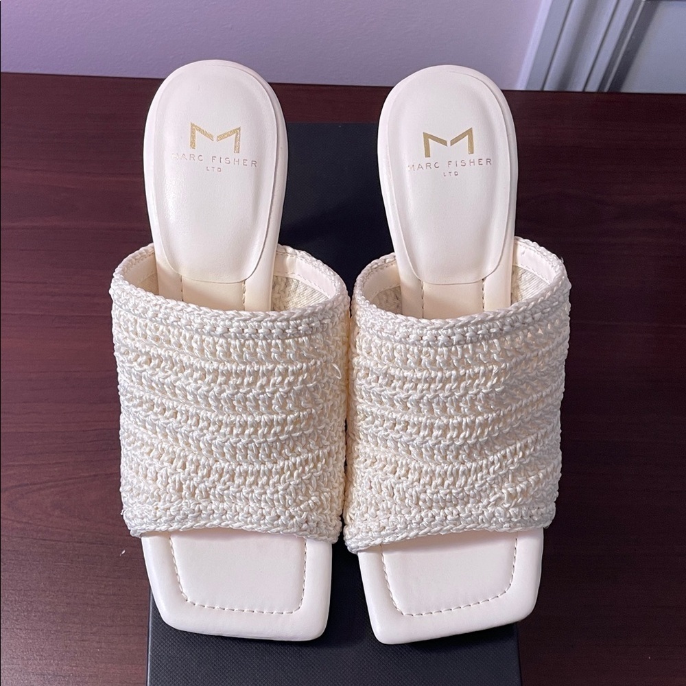 Marc Fisher Cream Woven Heels - Picture 2 of 6